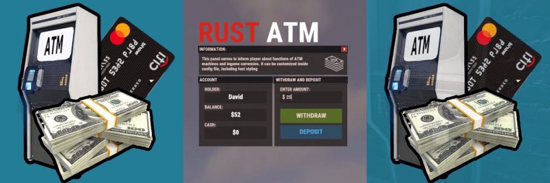 Rust ATM取款机 ATM Cash Machine · 售货机变银行 · 存取款 + 刷卡读卡器-Biu腐蚀网