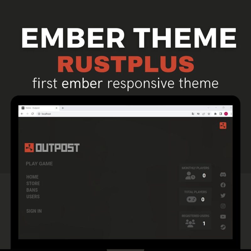 RustPlus Ember 主题 0.0.3 · 游戏 CMS 网站模板 · 全响应式带游戏图标-Biu腐蚀网