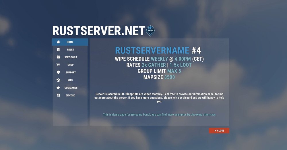Welcome Panel 4.3.8