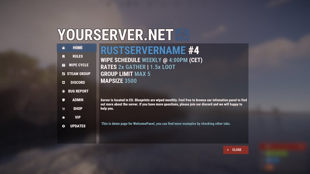 Welcome Panel 4.3.8